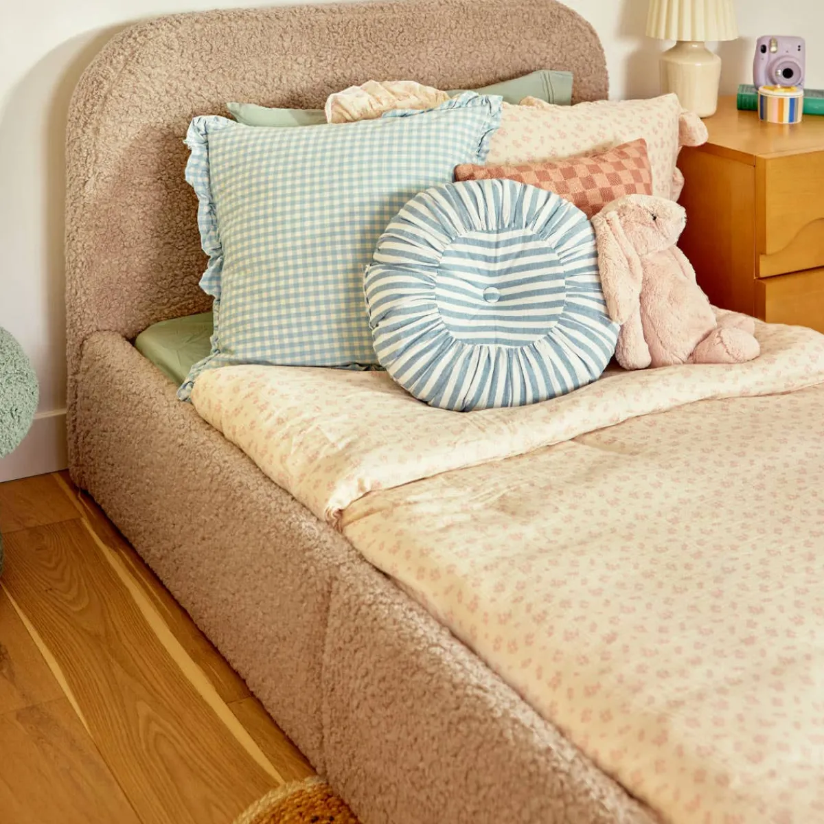 Twin Beds + Trundles-Babyletto Nara Twin Bed (Shearling)
