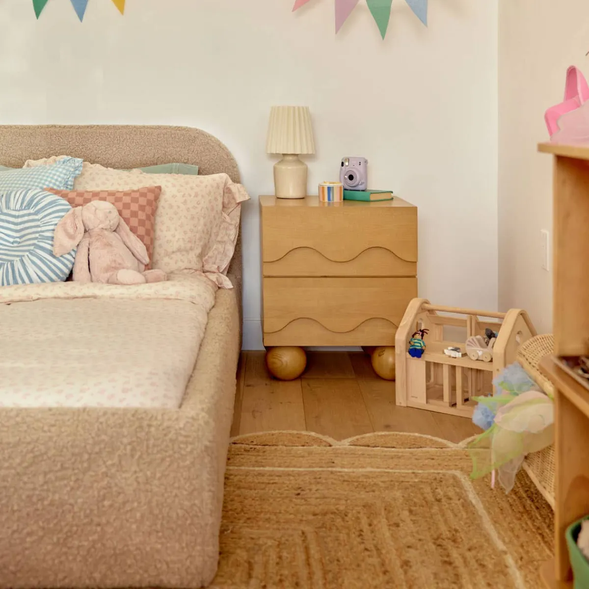 Twin Beds + Trundles-Babyletto Nara Twin Bed (Shearling)