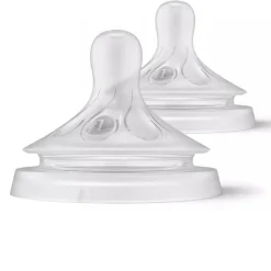 Nipples + Bottle Accessories-Philips Avent Natural Nipple - Flow 1 0m