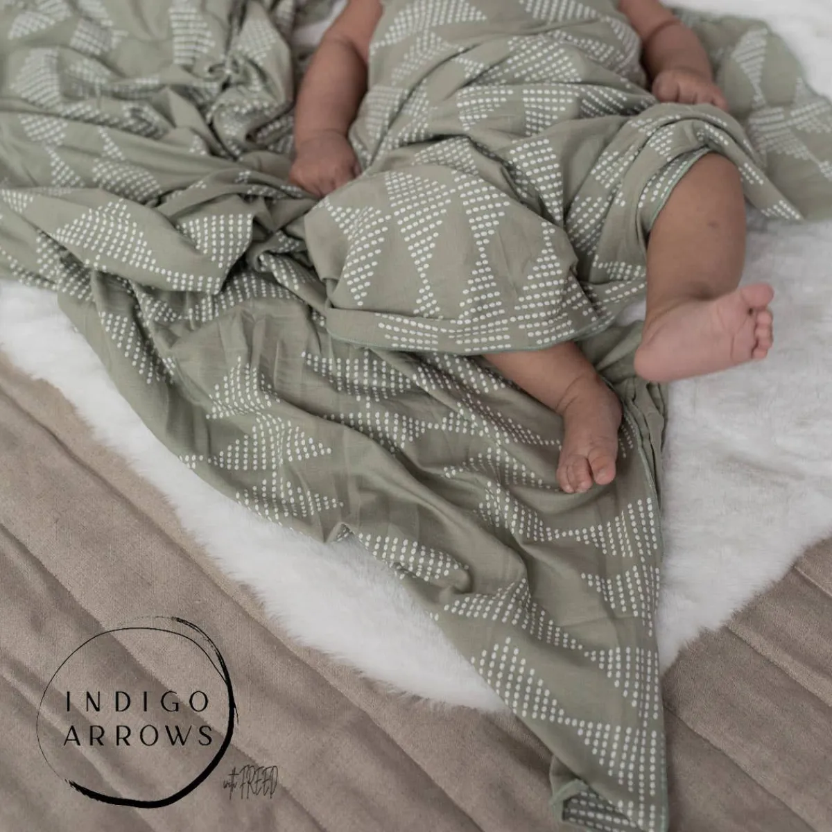 Blankets|Sleep Sacks + Wraps-Indigo Arrows x FREED Niiwin Swaddle Blanket
