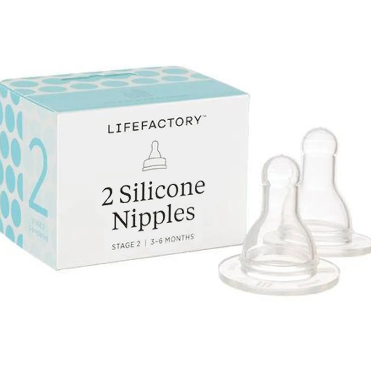 Nipples + Bottle Accessories-Lifefactory Nipples Stage 2 (2 Pack)