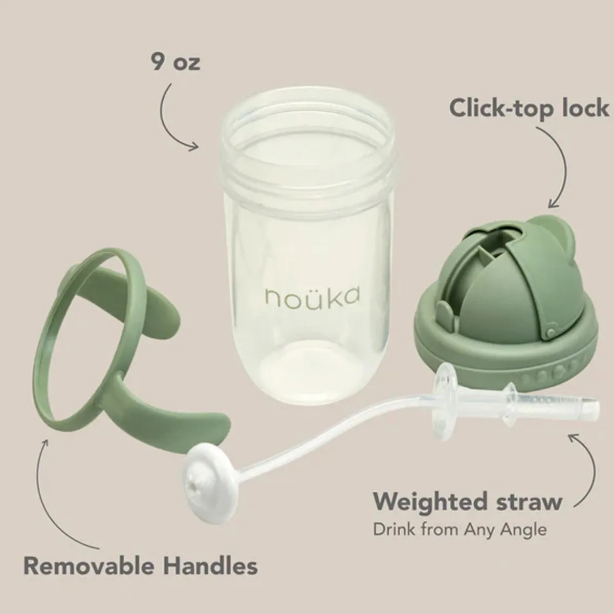 Kids Drinkware|Sippy Cups + Straw Cups-Nouka Non-Spill Weighted Straw Cup (9 oz)