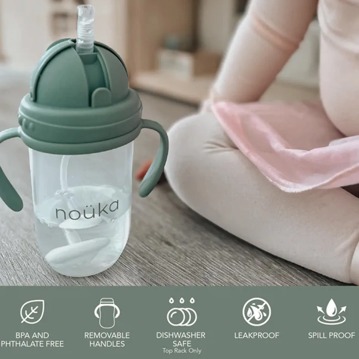 Kids Drinkware|Sippy Cups + Straw Cups-Nouka Non-Spill Weighted Straw Cup (9 oz)