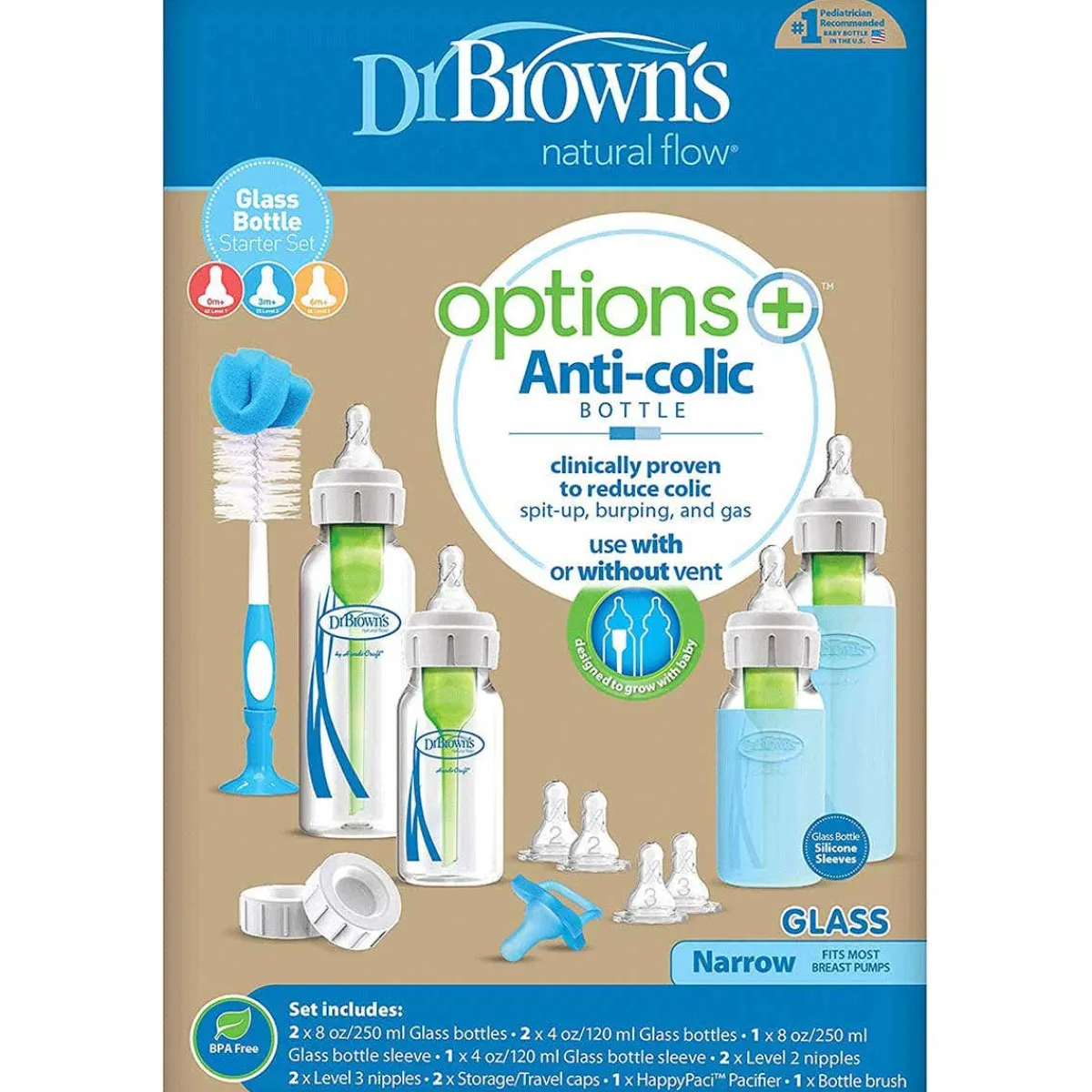 Baby Bottle Sets|Glass Baby Bottles-Dr. Brown's Options+ Glass Narrow Gift Set