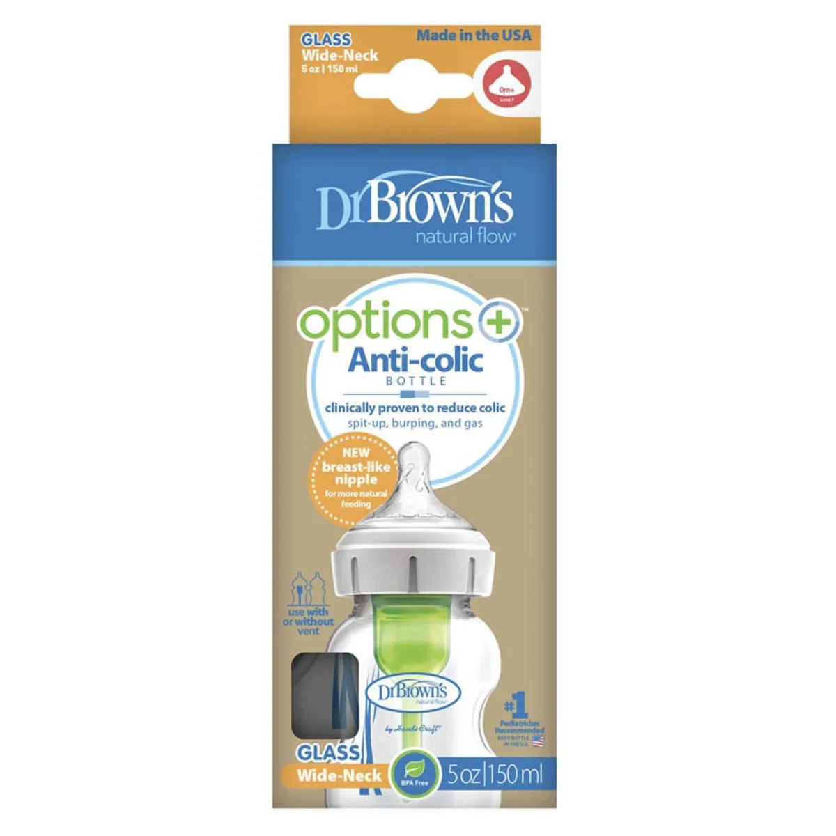 Glass Baby Bottles|Baby Bottles-Dr. Brown's Options+ Wide Neck Glass Bottle (5 oz)