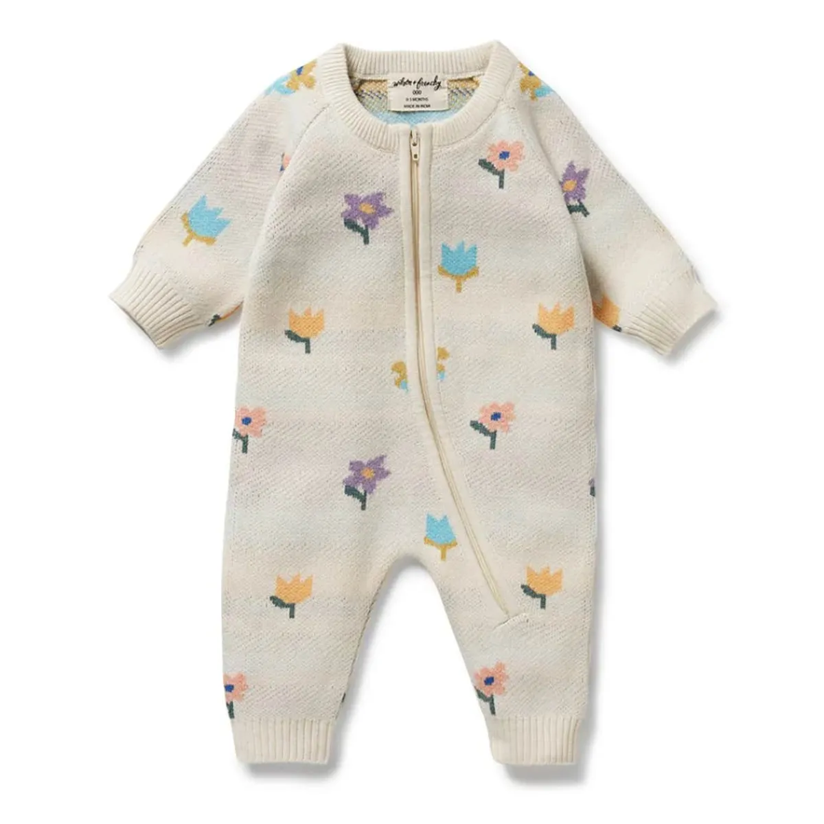 Rompers-Wilson + Frenchy Organic Knitted Jacquard Growsuit