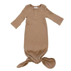 Nightgowns|Onesies-Mebie Baby Organic Ribbed Knot Gown