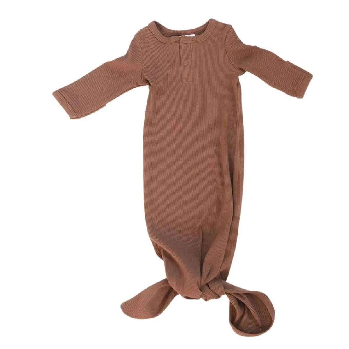Nightgowns|Onesies-Mebie Baby Organic Ribbed Knot Gown