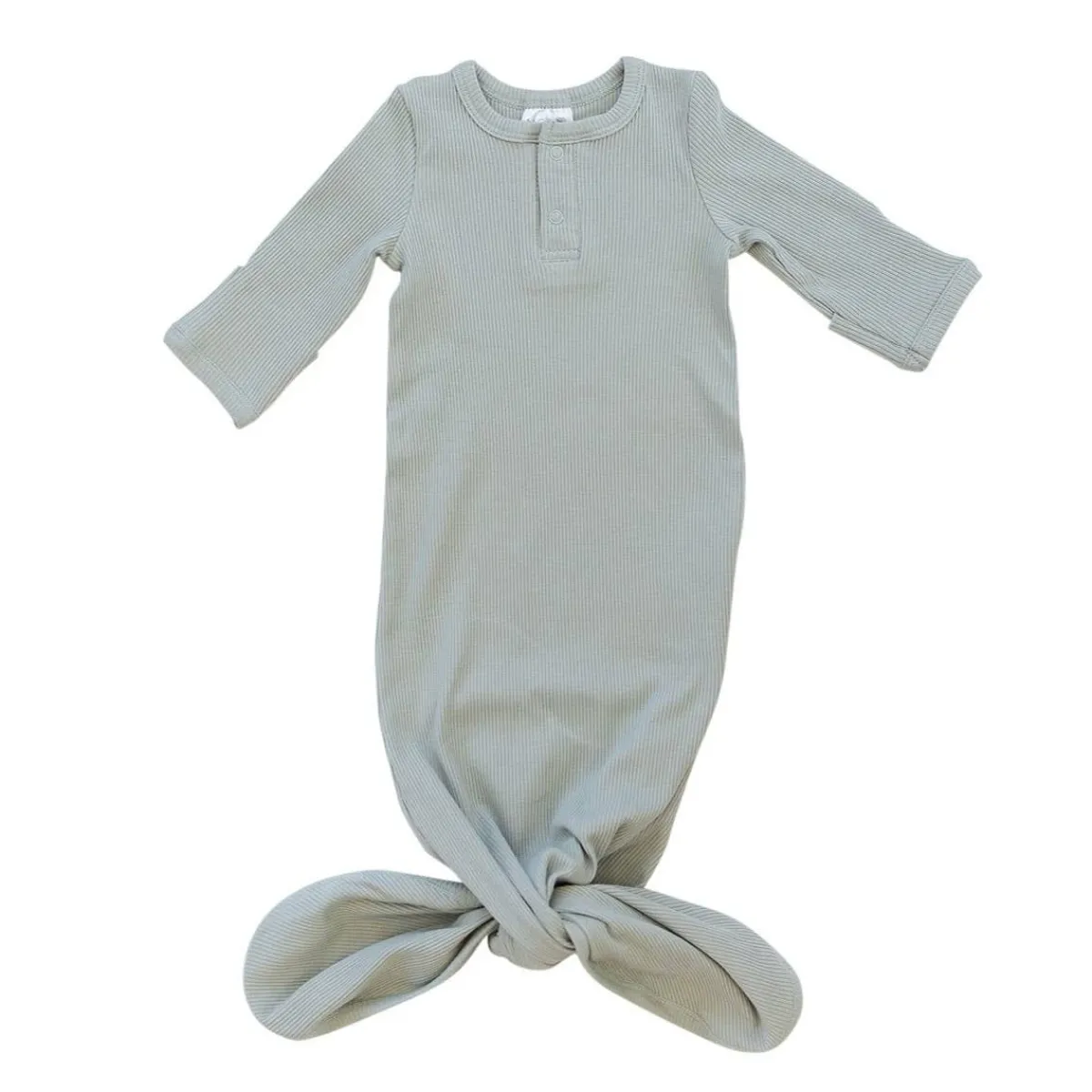 Nightgowns|Onesies-Mebie Baby Organic Ribbed Knot Gown