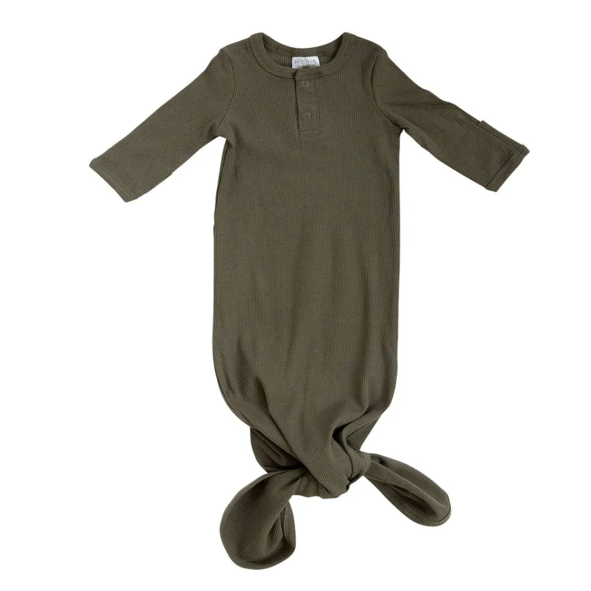 Nightgowns|Onesies-Mebie Baby Organic Ribbed Knot Gown