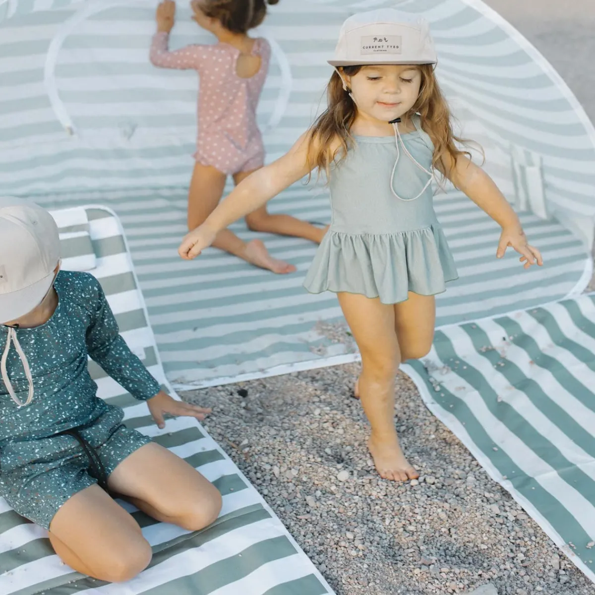 Uv Sun Protection Canopies|Travel Gear-Current Tyed Oversized Beach Pop Up Sage Stripes