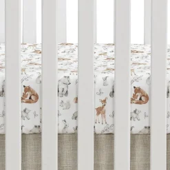 Crib Bedding Sets-Lambs & Ivy Painted Forest 4 Piece Crib Set