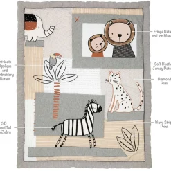 Crib Bedding Sets-Lambs & Ivy Patchwork Jungle 4 Piece Crib Set