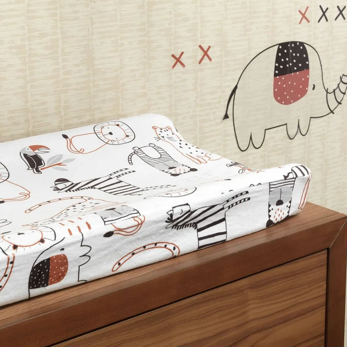 Changing Pads + Covers-Lambs & Ivy Patchwork Jungle Change Pad Cover
