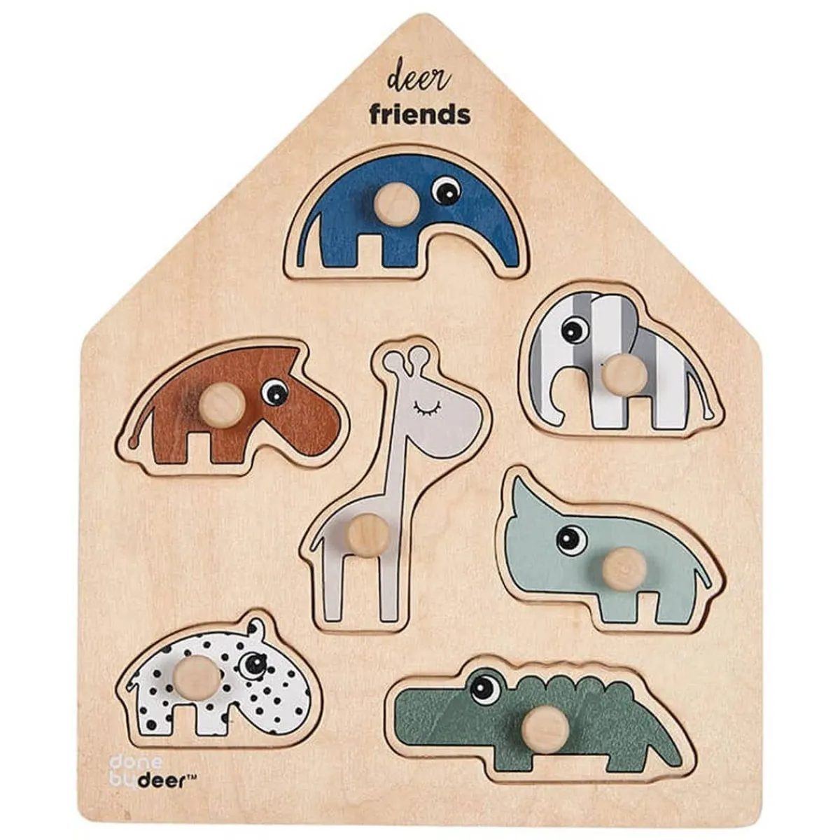Puzzles|Wooden Toys-Done By Deer Peg Puzzle (7 Piece) Deer Friends