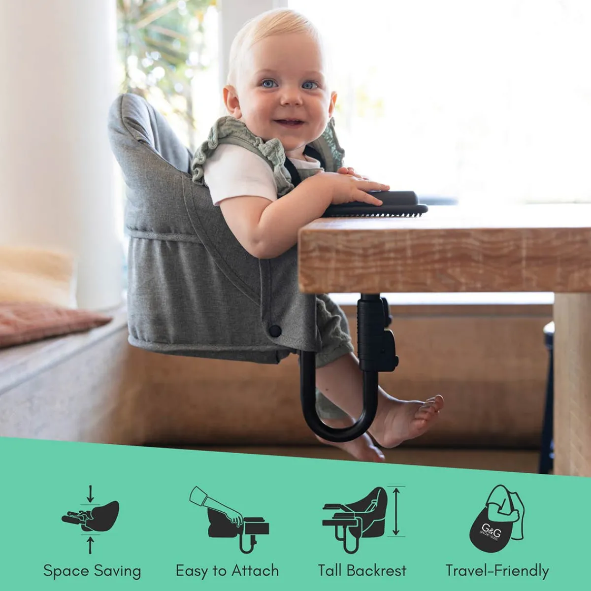 High Chairs & Boosters|Highchairs + Boosters-Guzzie + Guss Perch Chair (Black Frame) - Raven