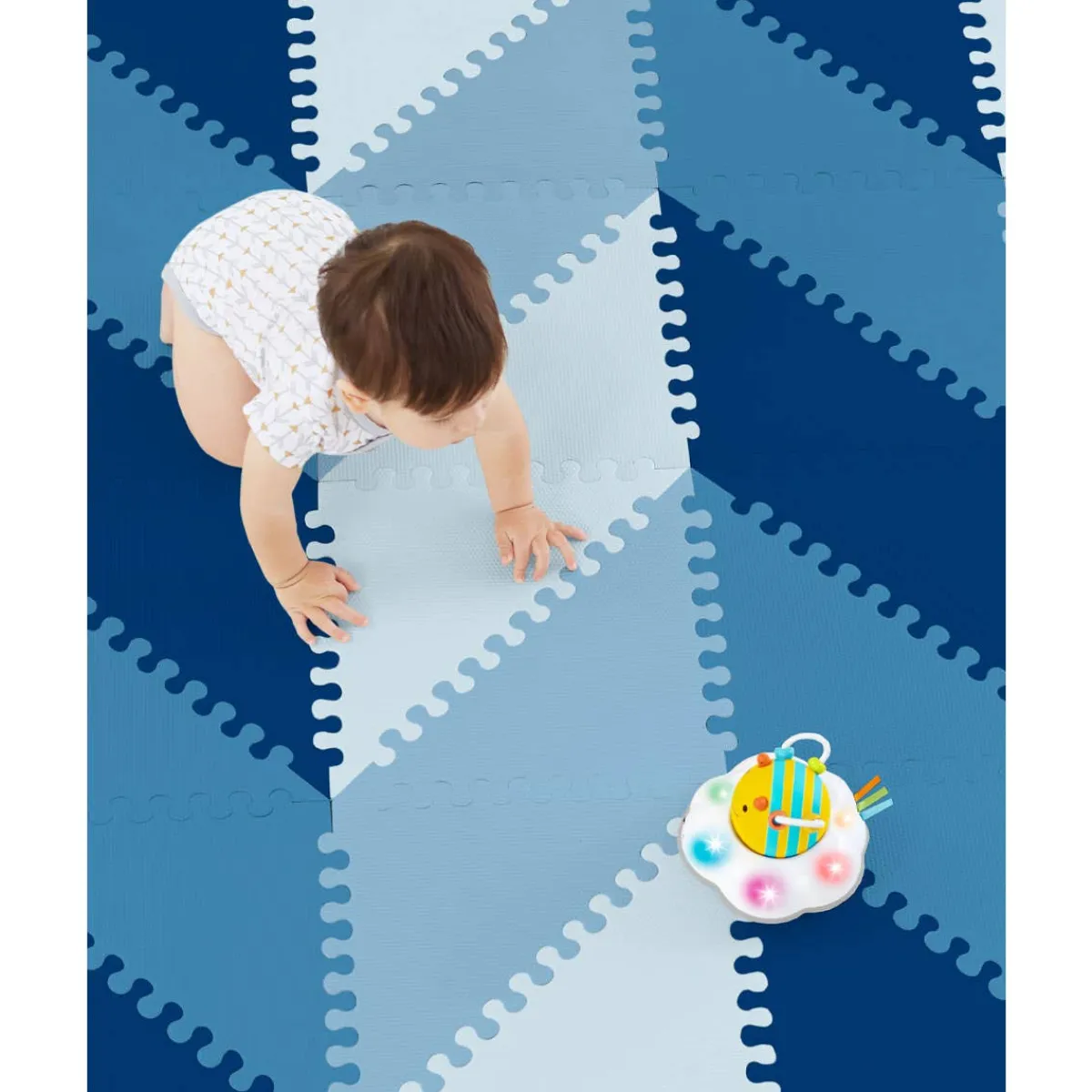 Rugs|Play Mats-Skip Hop Playspot Geo Foam Floor Tiles (Blue Ombre)