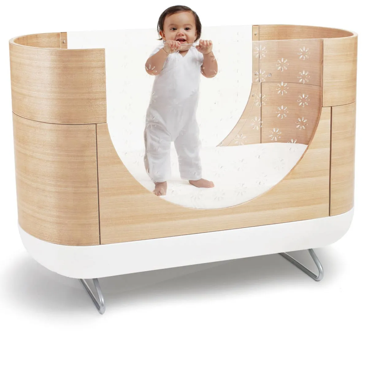 Oval Cribs|Convertible Cribs-Ubabub Pod 2-in-1 Crib Natural