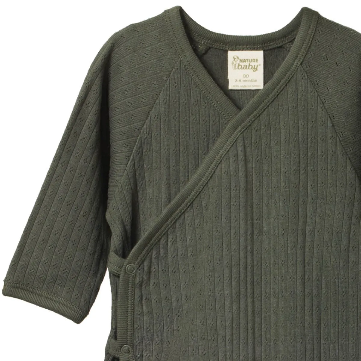 Rompers-Nature Baby Pointelle Kimono Stretch & Grow Romper