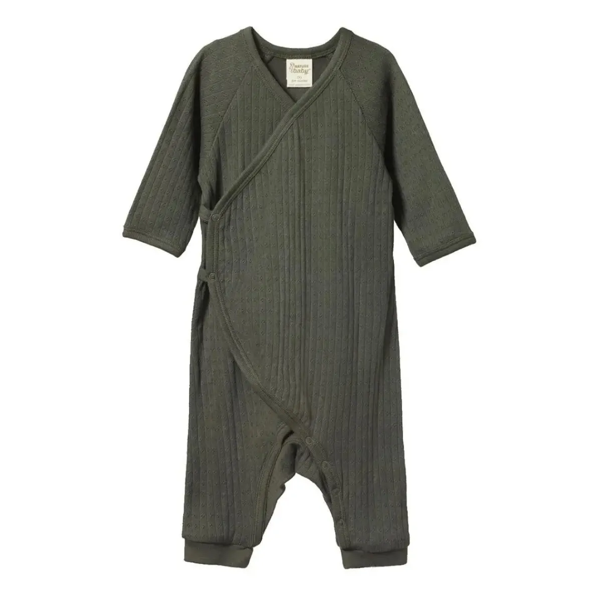 Rompers-Nature Baby Pointelle Kimono Stretch & Grow Romper