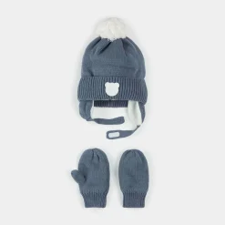 Winter Hats-Petit Lem Pom Pom Hat & Mitten Set