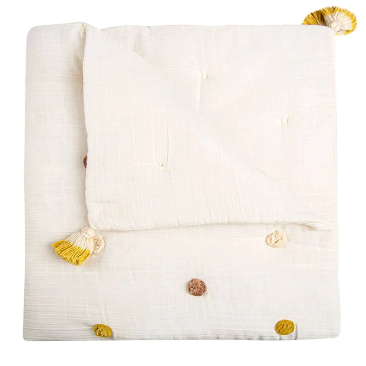 Kids Bedding|Blankets-Crane Baby Pom Pom Quilted Baby Blanket