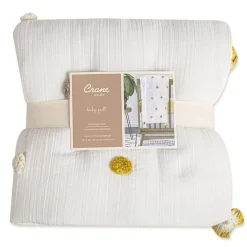 Kids Bedding|Blankets-Crane Baby Pom Pom Quilted Baby Blanket