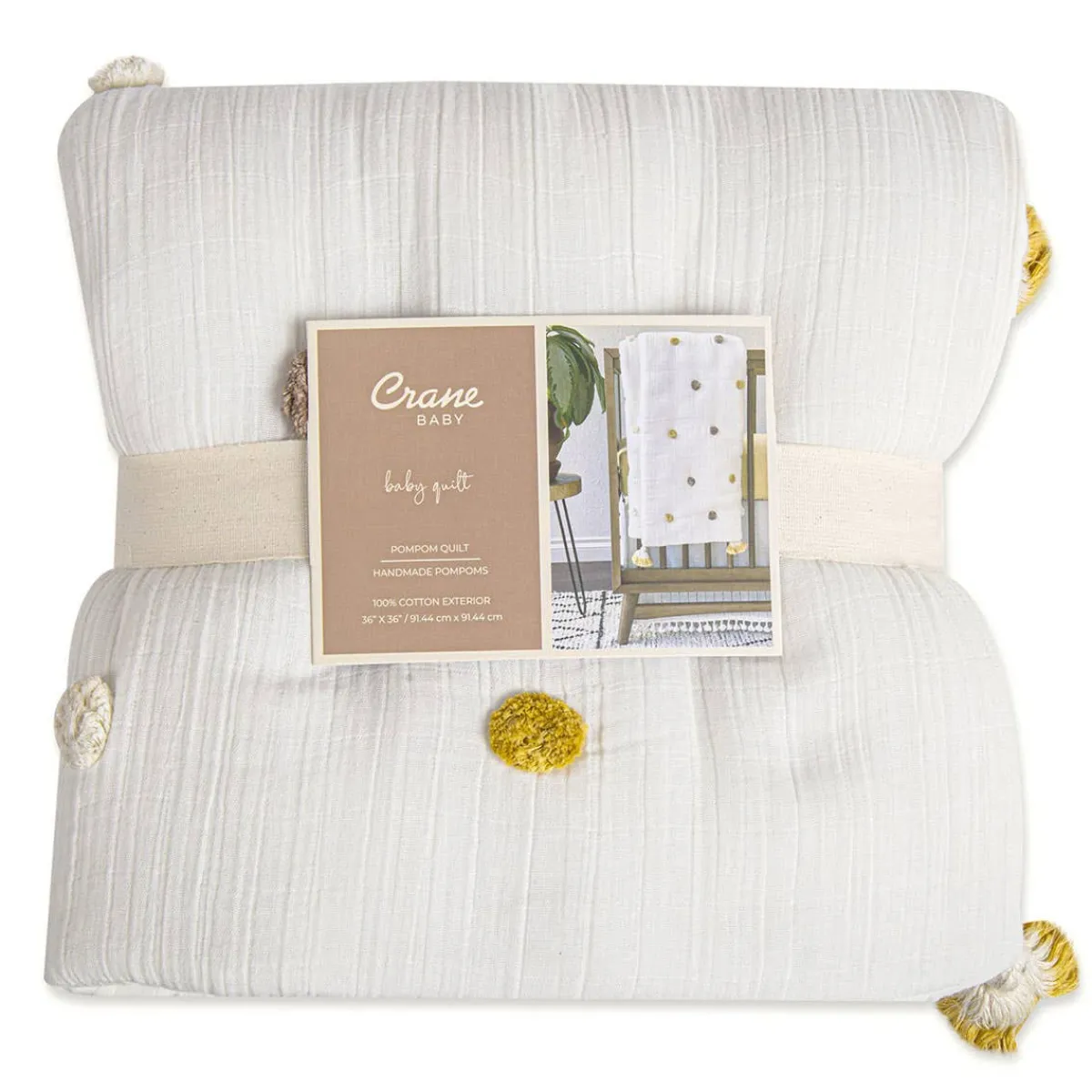 Kids Bedding|Blankets-Crane Baby Pom Pom Quilted Baby Blanket