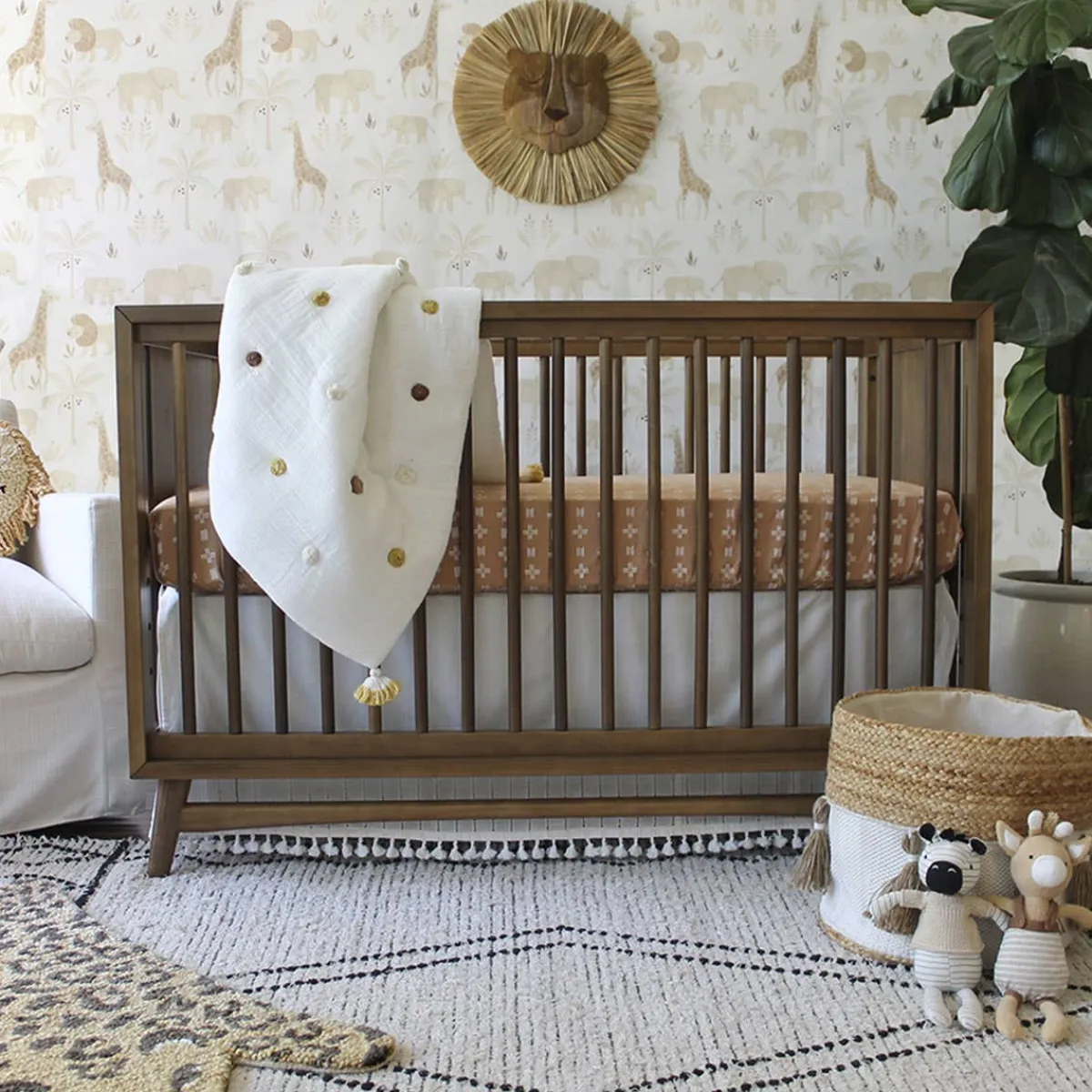 Kids Bedding|Blankets-Crane Baby Pom Pom Quilted Baby Blanket
