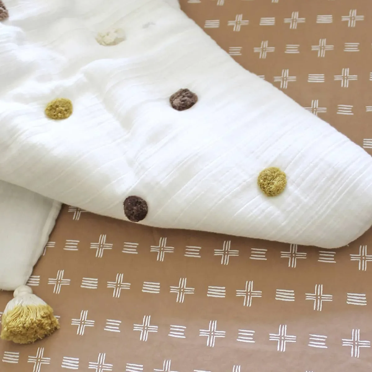 Kids Bedding|Blankets-Crane Baby Pom Pom Quilted Baby Blanket