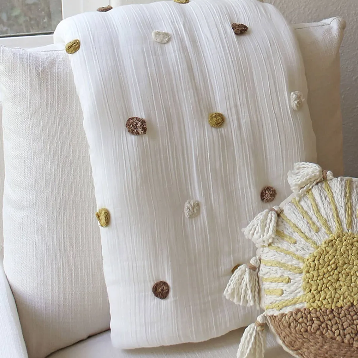 Kids Bedding|Blankets-Crane Baby Pom Pom Quilted Baby Blanket