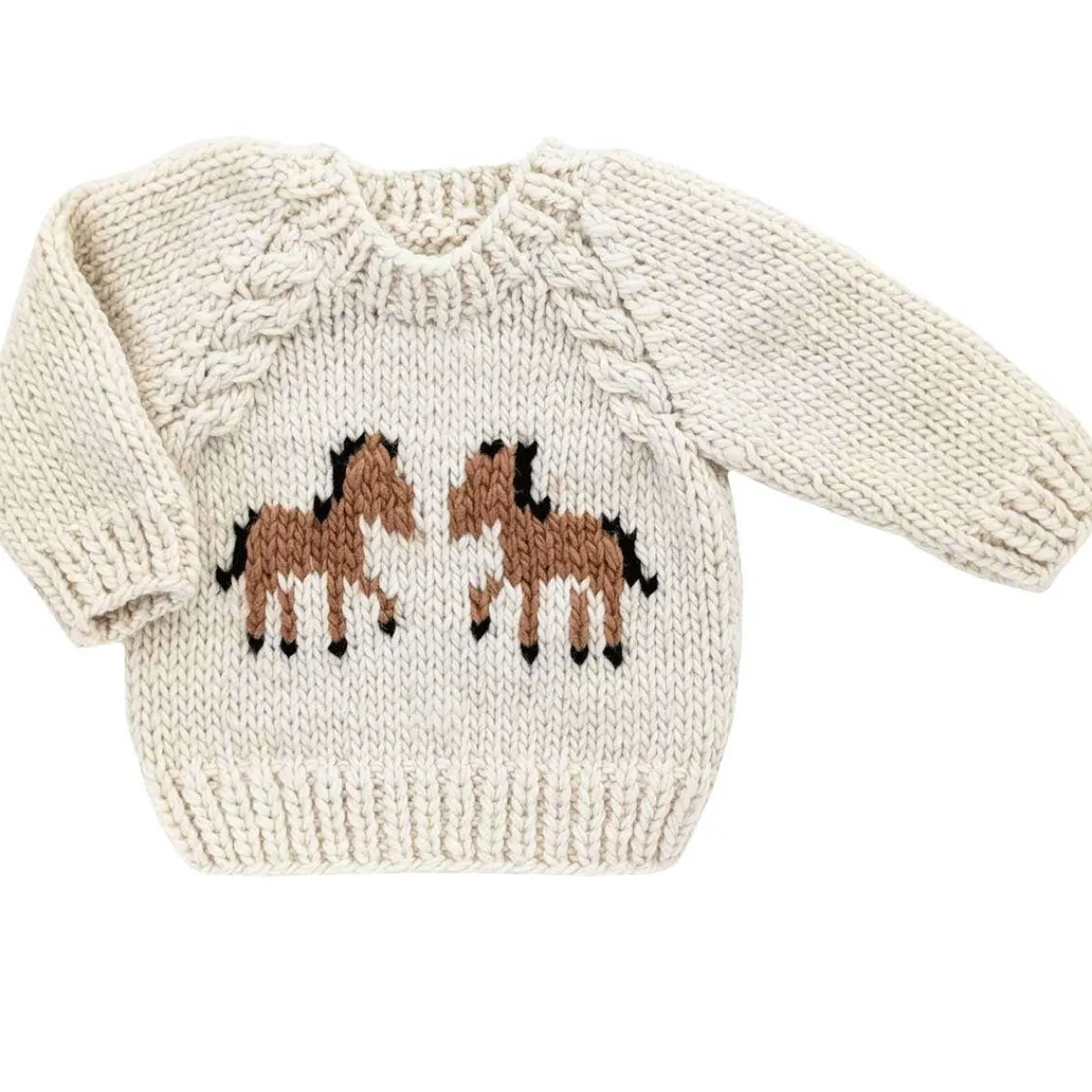 Sweaters + Jackets-Huggalugs Pony Sweater Natural