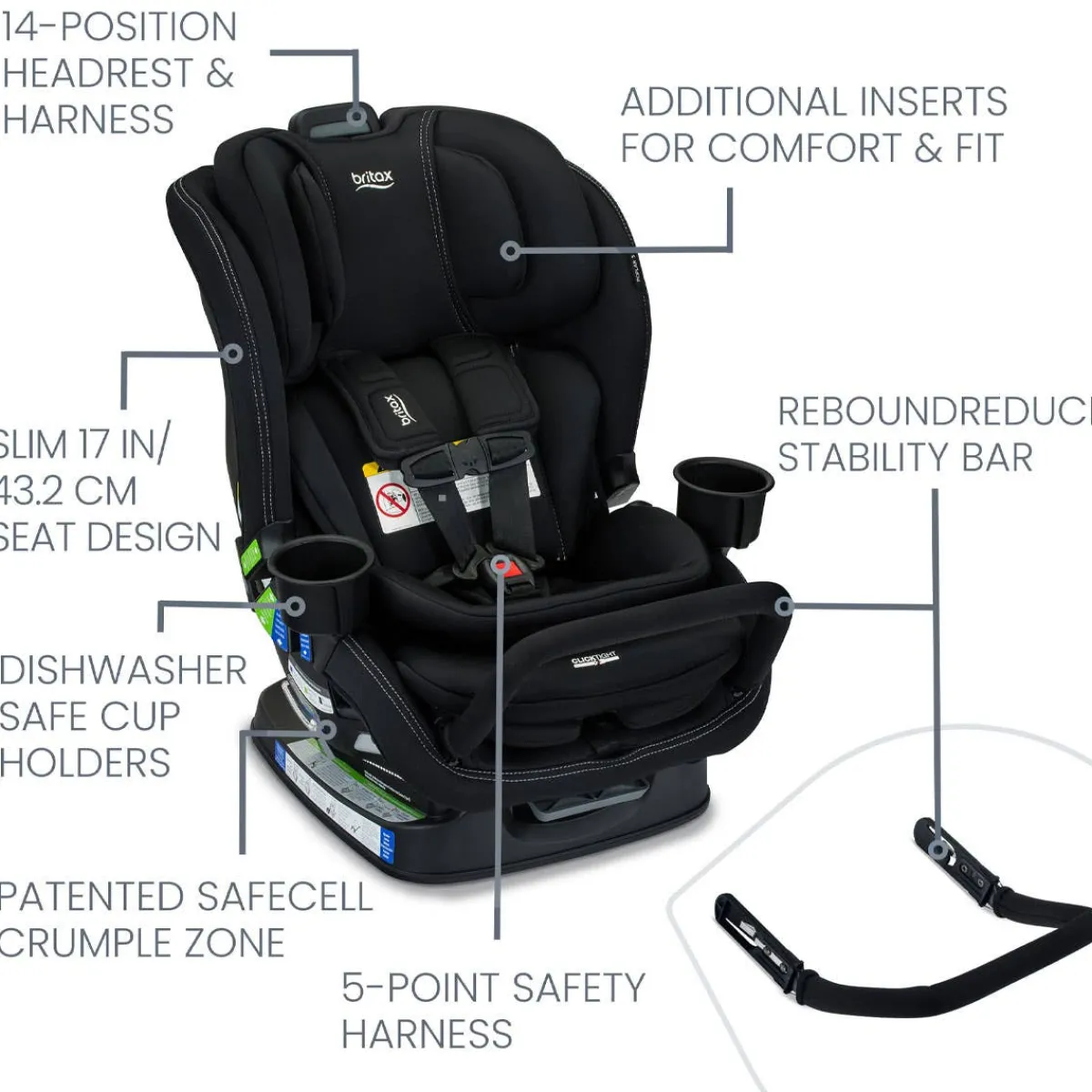Car Seat Bases|Convertible Car Seats-Britax Poplar S Convertible Car Seat