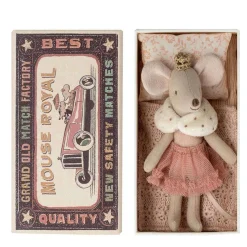 Plush Animals-Maileg Princess Mouse Little Sister in Matchbox