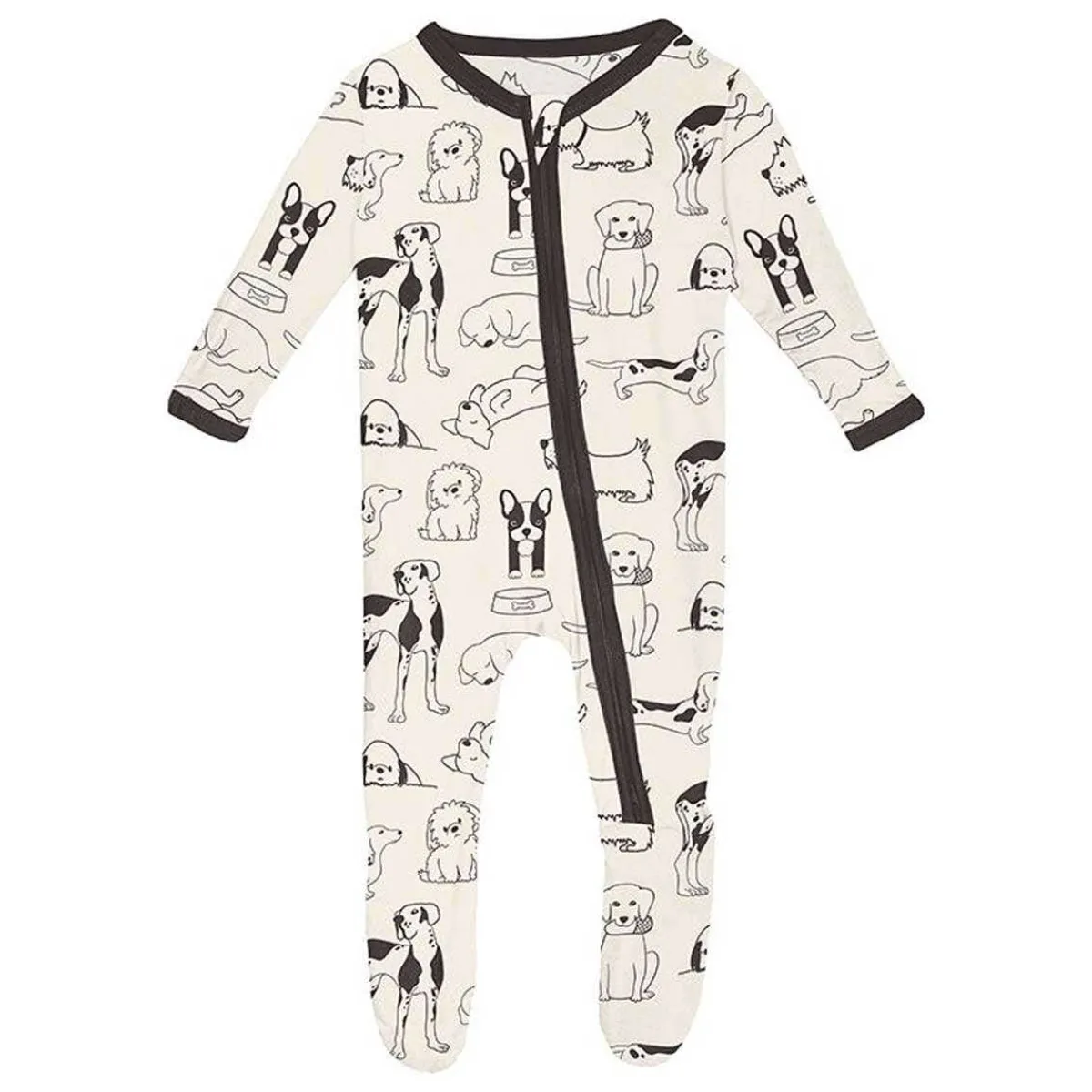 Onesies|Sleepers-KicKee Pants Print Footie with Zipper - (Mornings At Home)