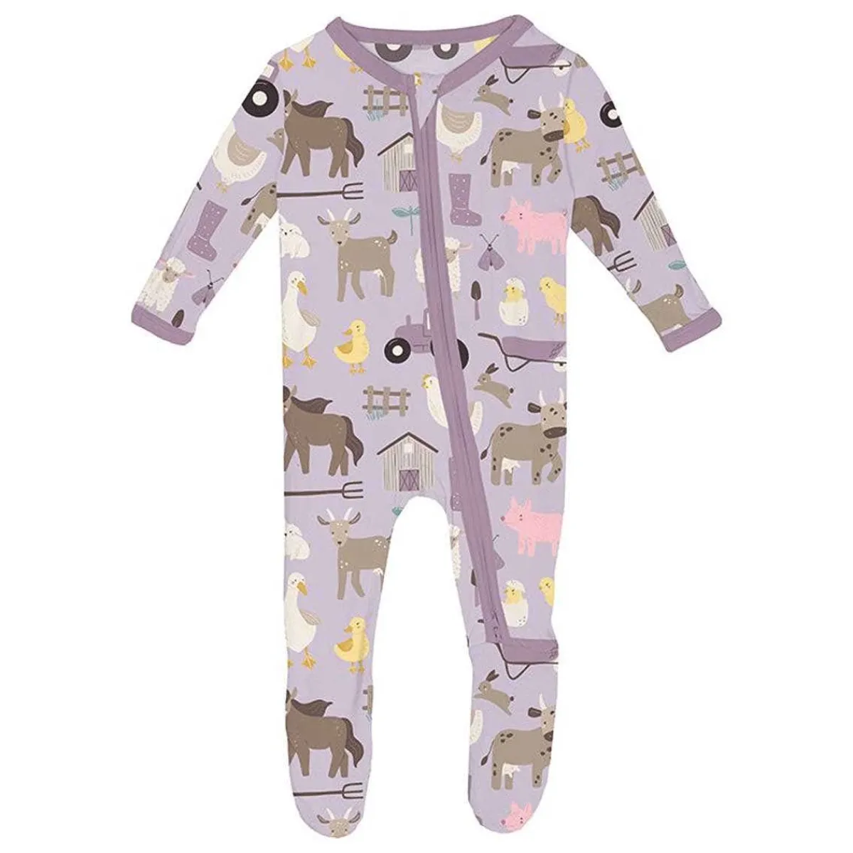 Onesies|Sleepers-KicKee Pants Print Footie with Zipper - (Mornings At Home)