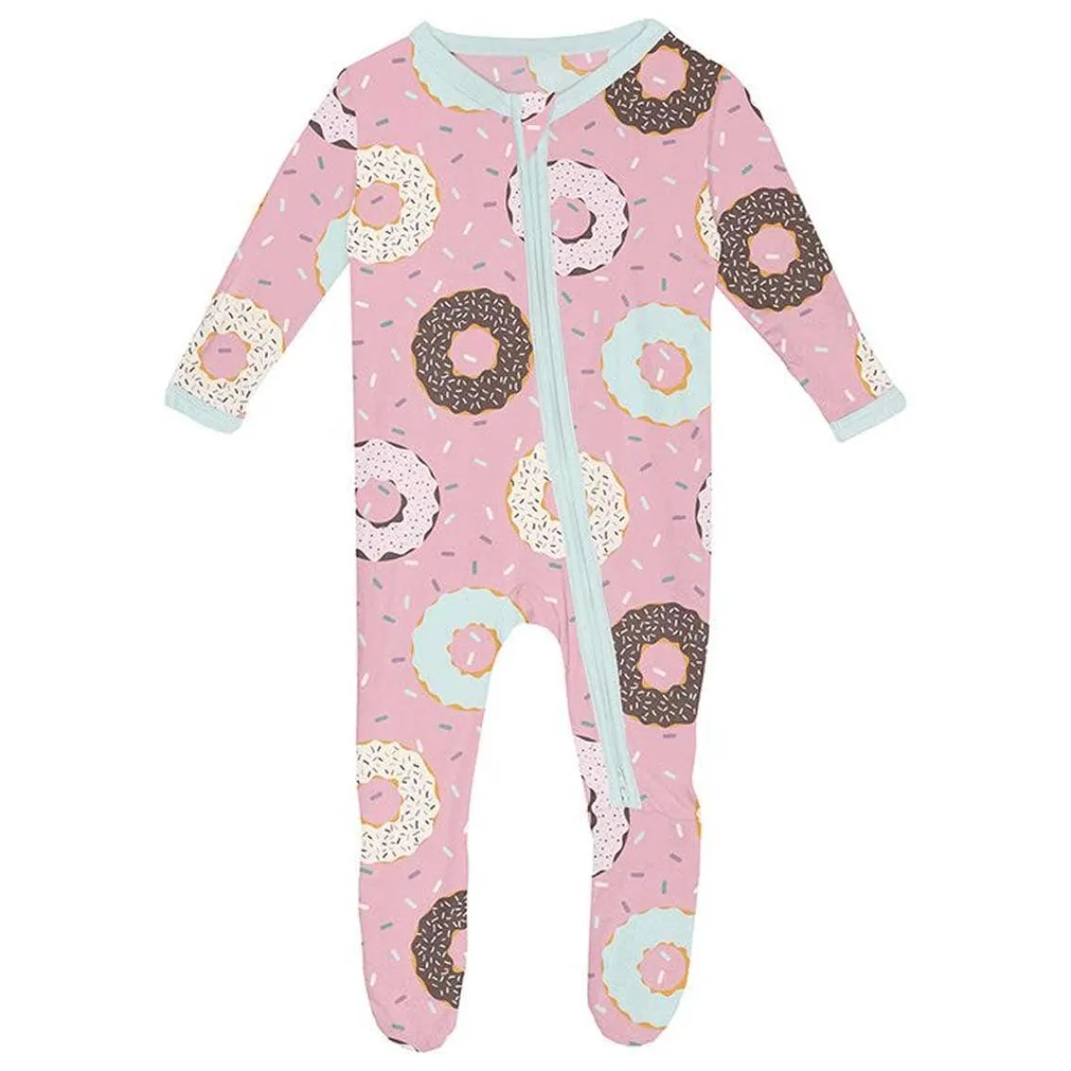 Onesies|Sleepers-KicKee Pants Print Footie with Zipper - (Mornings At Home)