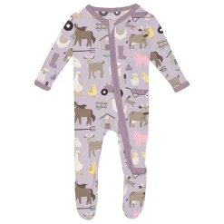 Onesies|Sleepers-KicKee Pants Print Footie with Zipper - (Mornings At Home)