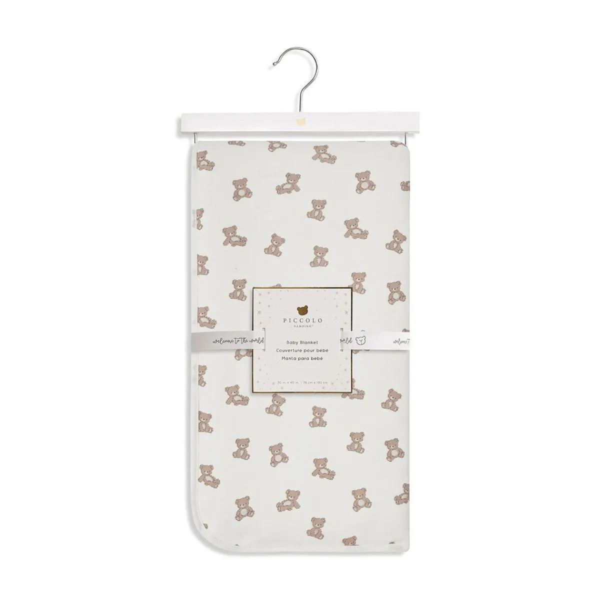 Blankets-Piccolo Bambino Printed Jersey Blanket Lined with Sherpa - Small Print