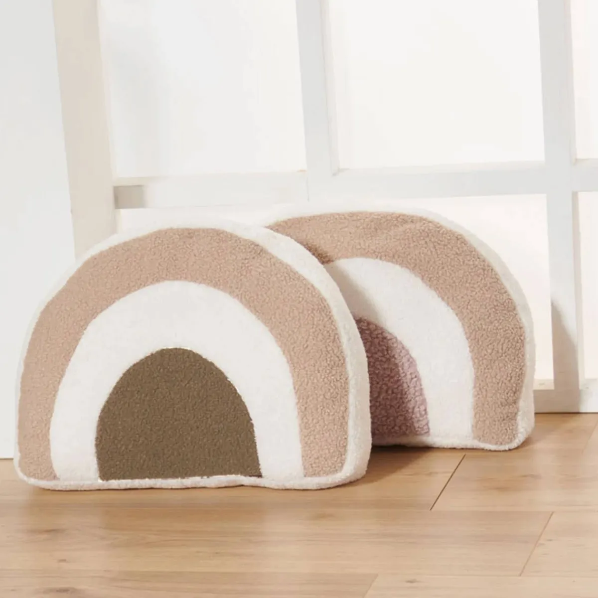 Pillows-Nordic Coast Company Rainbow Pillow Natural/Camel/Beige