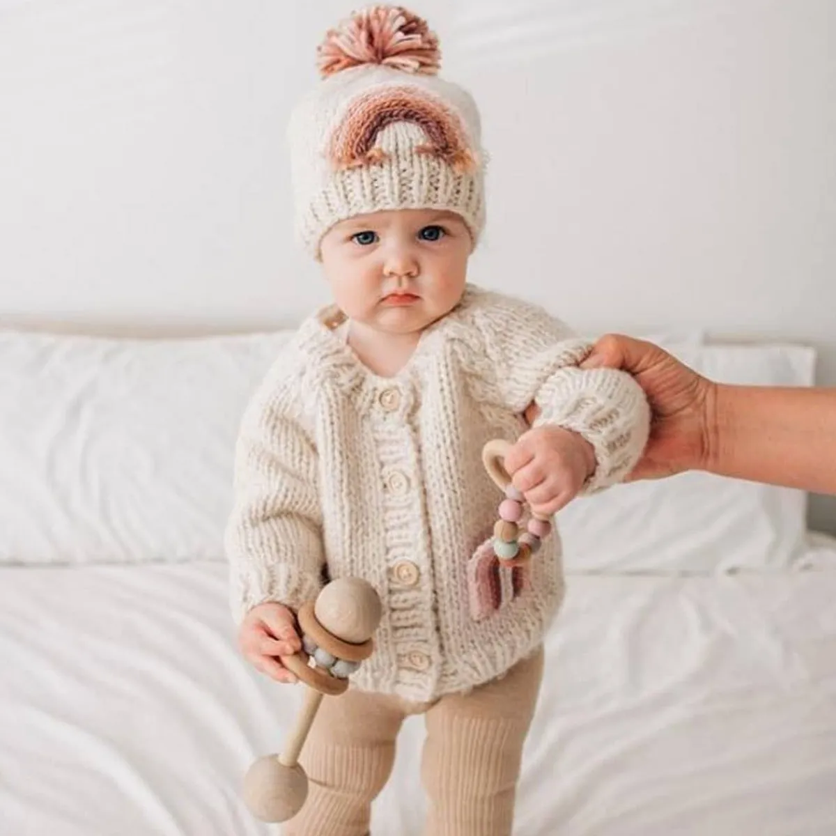 Winter Coats|Sweaters + Jackets-Huggalugs Rainbow Pocket Cardigan