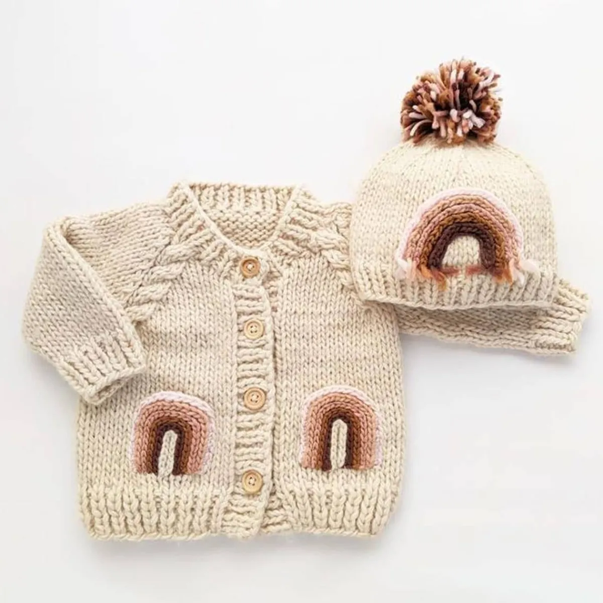 Winter Coats|Sweaters + Jackets-Huggalugs Rainbow Pocket Cardigan