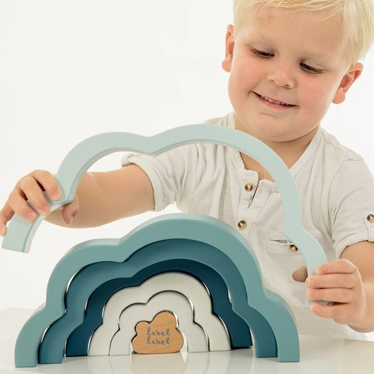 Puzzles|Wooden Toys-Label Label Rainbow Puzzle Cloud Blue