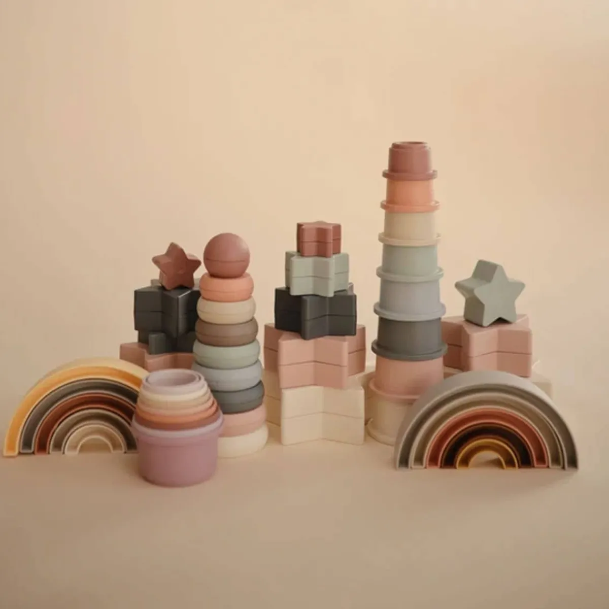 Stack + Nest Toys-Mushie Rainbow Stacker Toy