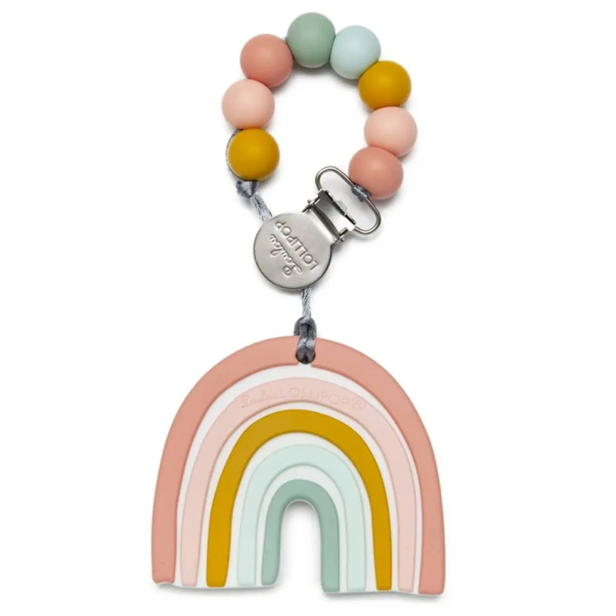 Teethers|Pacifiers + Clips-LouLou Lollipop Rainbow Teether with Clip