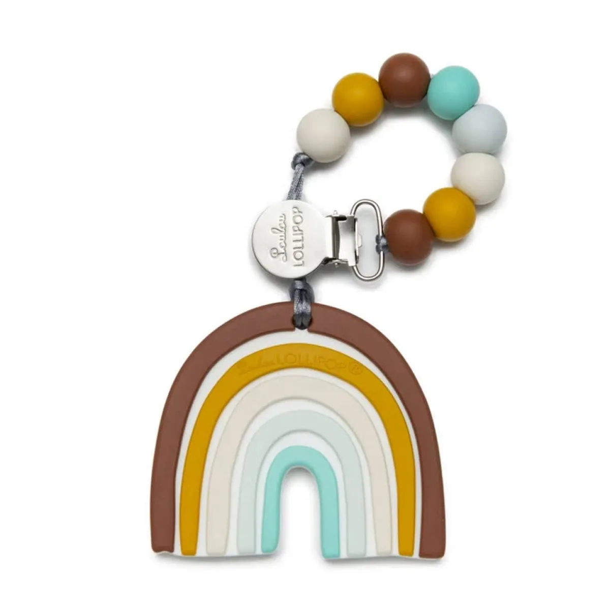 Teethers|Pacifiers + Clips-LouLou Lollipop Rainbow Teether with Clip