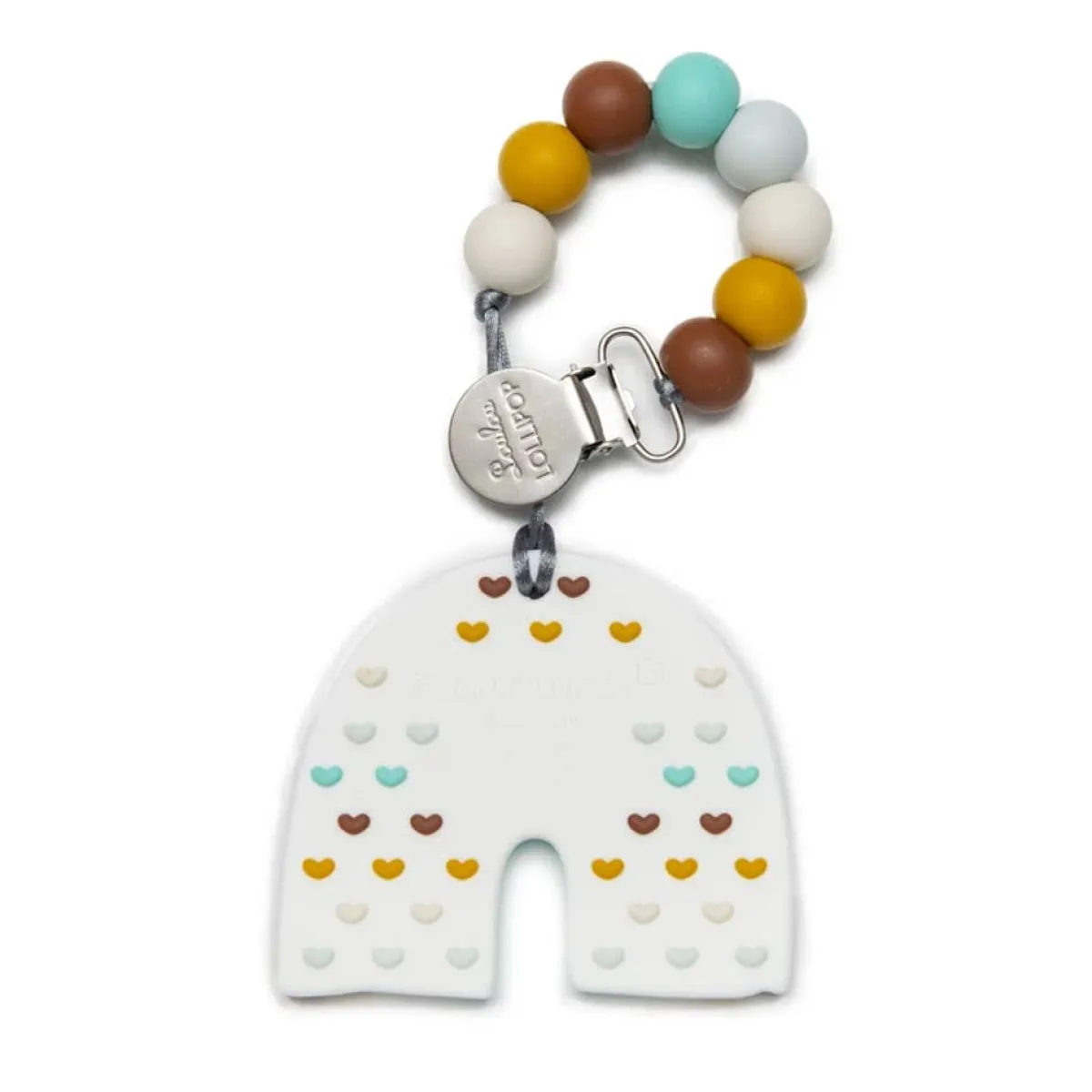 Teethers|Pacifiers + Clips-LouLou Lollipop Rainbow Teether with Clip