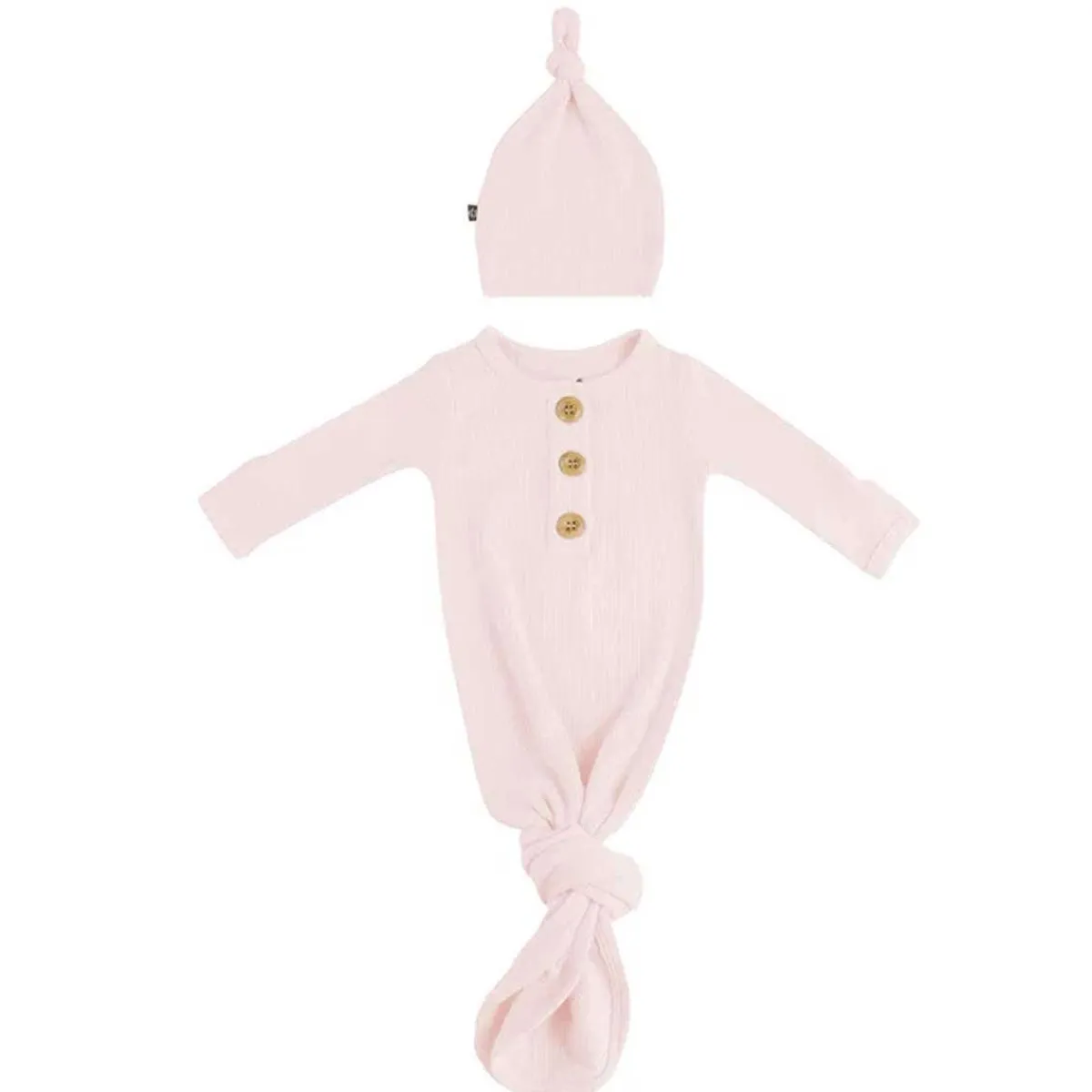 Nightgowns-Kyte Baby Ribbed Knotted Gown & Hat