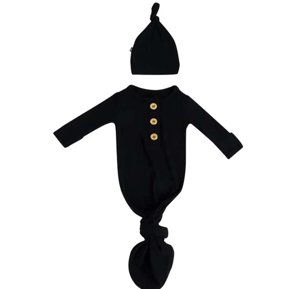 Nightgowns-Kyte Baby Ribbed Knotted Gown & Hat