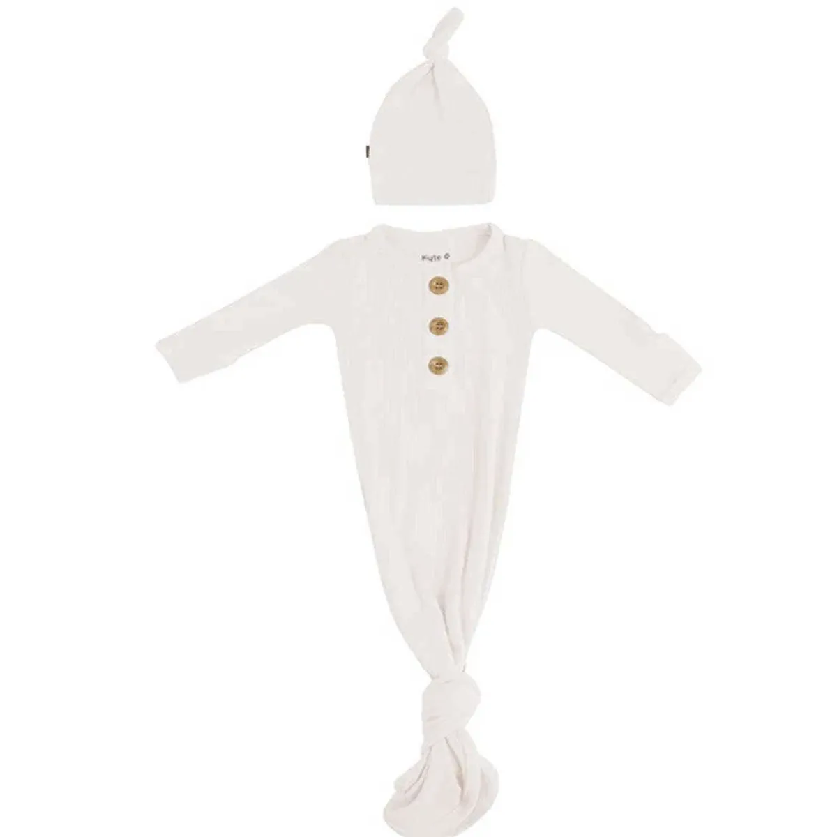 Nightgowns-Kyte Baby Ribbed Knotted Gown & Hat